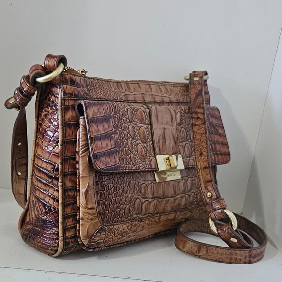 Brahmin Brown /Tan Crocodile Leather Crossbody bag - Picture 6 of 11